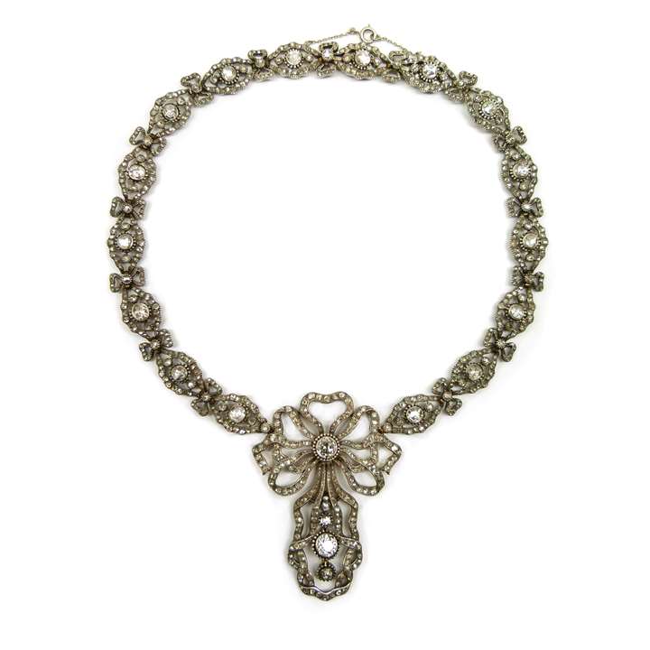 Antique diamond pendant necklace by Cartier, Paris c.1905, of 18th century style